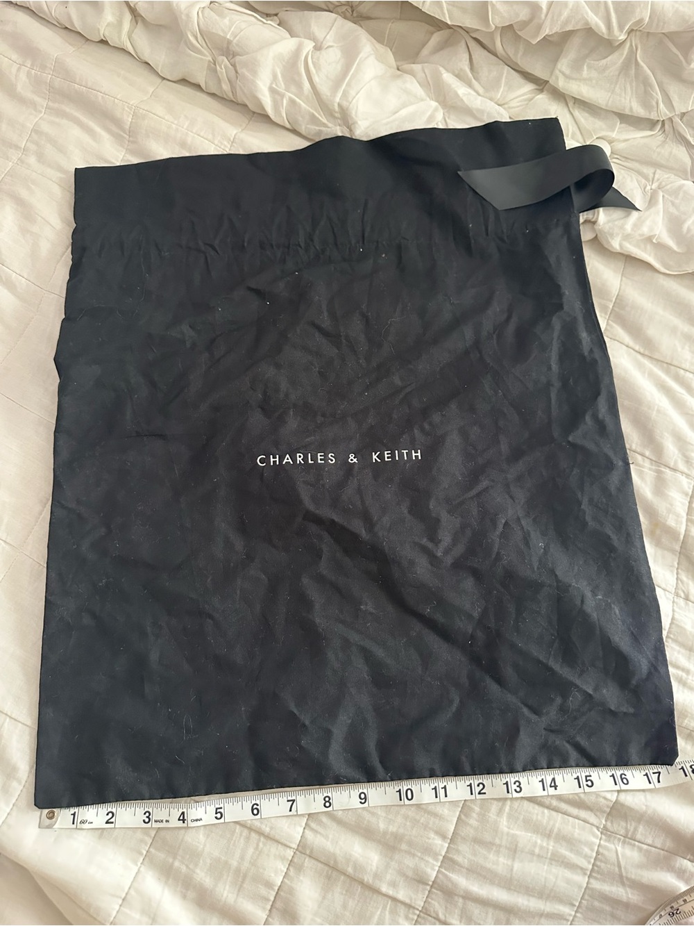 Charles & Keith Black Logo Drawstring Dust Pouch
